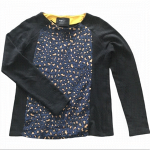 ZARA special edition leopard cheetah animal print long sleeve shirt M black blue